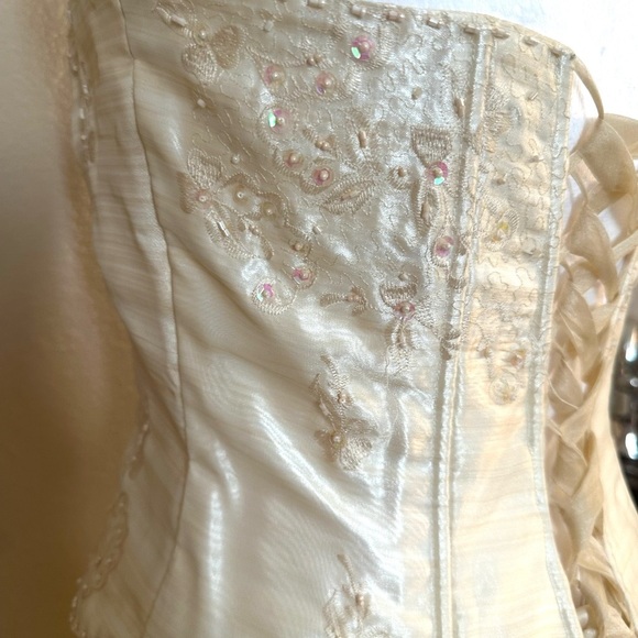 Lace up Corset Ivory Two Piece Gown Gala, Wedding, Quinceañera, Prom or Evening - Picture 5 of 12